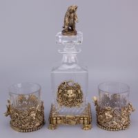 Новые штофы с бокалами для виски, декорированные бронзой