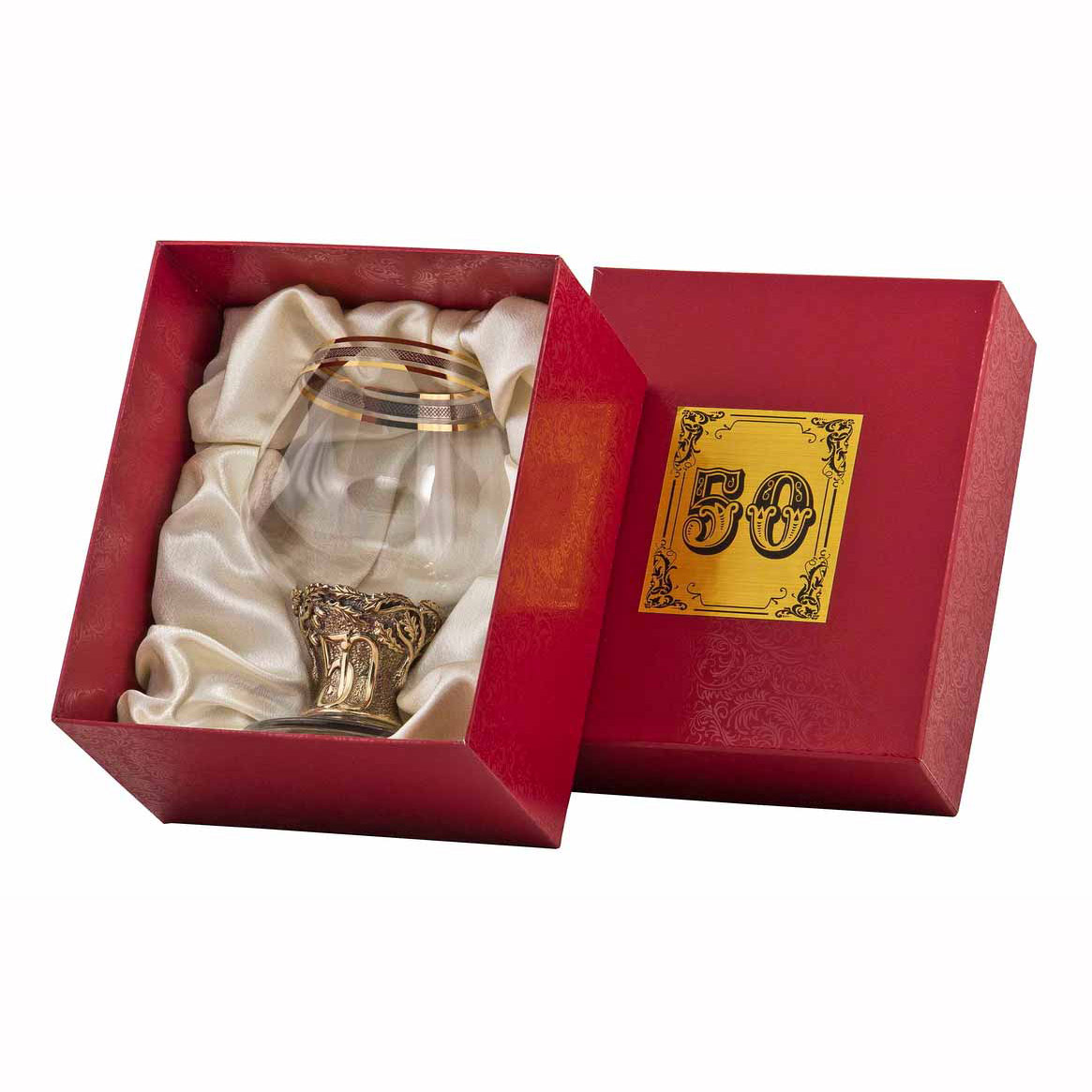 Бокал "50 лет" для бренди Богемия, Н=135 мм, V=400 мл, отделка "Сеточка" (в картонной коробке)