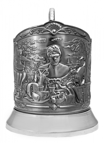 Набор для чая "Купчиха" карт.коробка, хруст.стакан, штамп,ложка-нерж.грав. фото 2