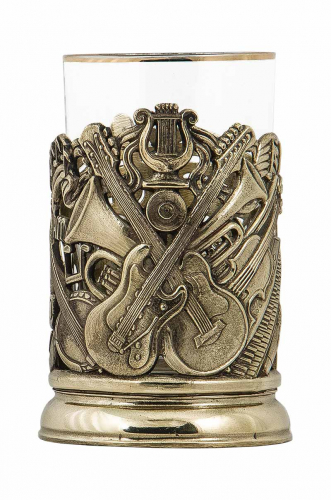 Подстаканник "Музыкальный" (стакан-стекло с золотым ободком, картонная коробка) фото 2 Подстаканник "Музыкальный" (стакан-стекло с золотым ободком, картонная коробка) фото 2