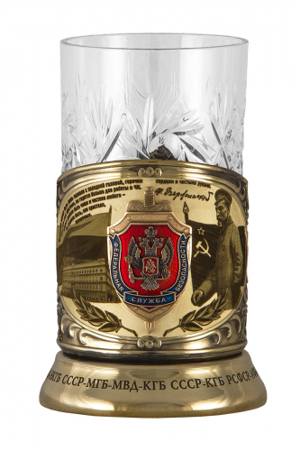 Набор для чая "ФСБ" (3 пр.) карт.футляр, хруст. стакан( знак+лазерная гравировка),ложка-нерж.грав. фото 2