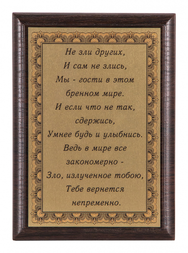 Плакетка "Не зли других и сам не злись..." 12х17 см Плакетка "Не зли других и сам не злись..." 12х17 см