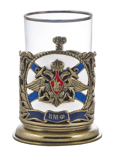 Набор для чая "ВМФ" (3пр.) (эмаль) (эмаль) (стакан-стекло с золотым ободком, ложка- латунь, картонная коробка) фото 4