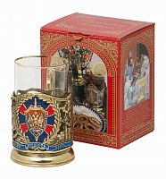 Подстаканник "ФСБ" (эмаль) (стакан-стекло с золотым ободком, картонная коробка)