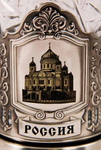 Подстаканник "Россия" карт.футляр, хруст.стакан,гравировка фото 3