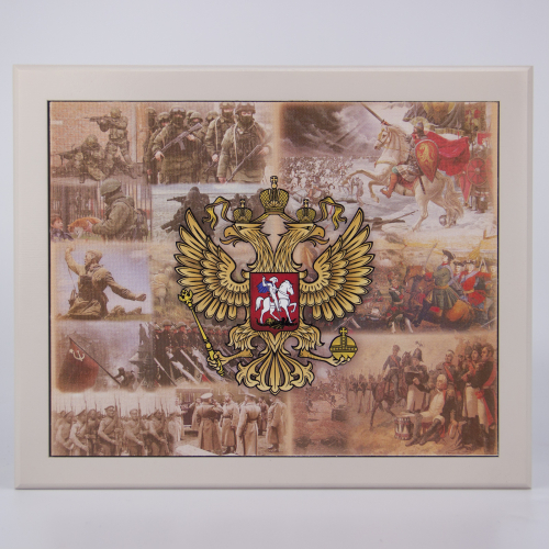 Ключница "Россия. Слава русским Защитникам!" дерево,цвет белый,печать на холсте
