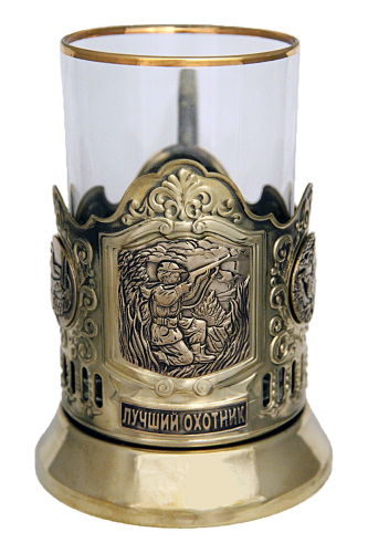 Набор для чая "Лучший охотник" (3 пр.) (стакан - стекло, картонная коробка, ложка - нерж. сталь зол) ПДЛ-408КС фото 2 Набор для чая "Лучший охотник" (3 пр.) (стакан - стекло, картонная коробка, ложка - нерж. сталь зол) ПДЛ-408КС фото 2