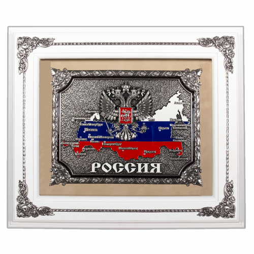 Ключница "Россия"- дерево, цвет белый. 28х34х8 см.