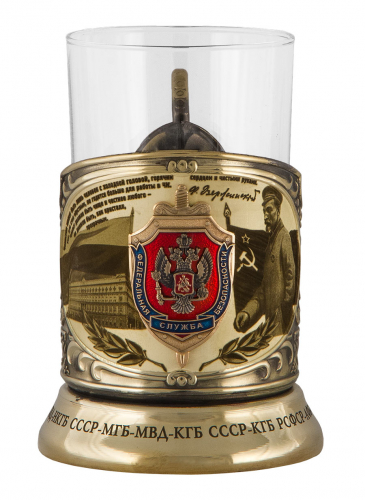 Набор для чая "ФСБ" (3 пр.) карт.коробка, стекл.стакан, ложка-нерж.грав (знак+лазерная гравировка) ПД-703/1КС-ФЭД фото 2