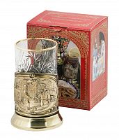 Подстаканник "МЧС" (стакан - хрусталь с зол.ободком, картонная коробка)