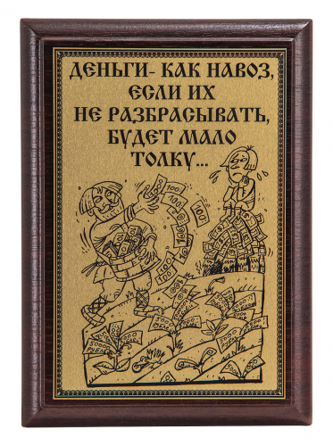 Плакетка "Деньги как навоз..." 12х17 см
