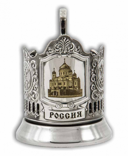 Подстаканник "Россия" карт.футляр, хруст.стакан,гравировка фото 2