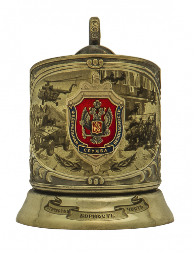 Набор для чая "ФСБ" (3 пр.) карт.футляр, хруст. стакан( знак+лазерная гравировка),ложка-нерж.грав. фото 2