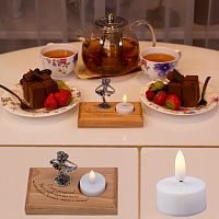 Подсвечник с мерцающей  LED- свечой(танцующая девушка-1) — "С днём рождения! Пусть голова кружится только от переизбытка восторга, энергии и счастья!"