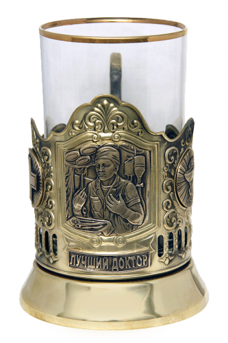 Набор для чая "Лучший доктор-мужчина" (3 пр.) (стакан - стекло, картонная коробка, ложка - нерж. сталь с лазерной гравировкой) ПДЛ-430КС фото 2