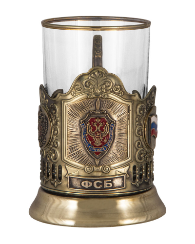 Набор для чая "ФСБ" (3 пр.) (стакан - стекло, картонная коробка, ложка - нерж. сталь зол.) ПДЛ-422КС фото 2 Набор для чая "ФСБ" (3 пр.) (стакан - стекло, картонная коробка, ложка - нерж. сталь зол.) ПДЛ-422КС фото 2